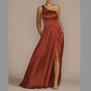 David's Bridal Galina Signature One-Shoulder Dress in Cinnamon size 2 NWT
